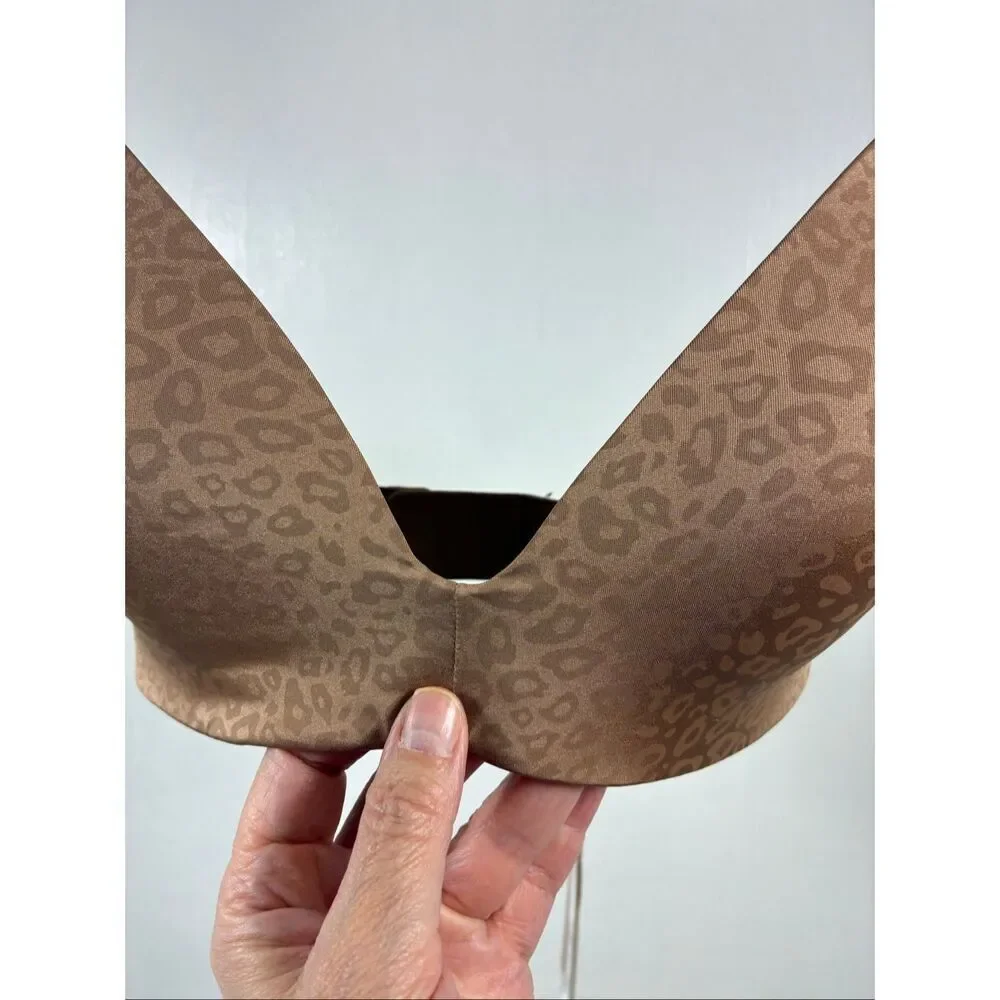 SKIMS NWT Jacquard T-Shirt Demi Bra in Sienna Micro Leopard Print Size 32D - Picture 3 of 6